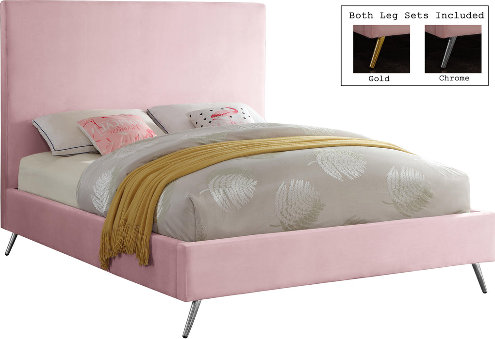 Jasmine Pink Velvet King Bed
