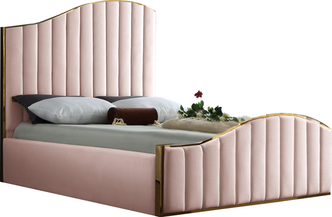 Jolie Pink Velvet King Bed (3 Boxes)
