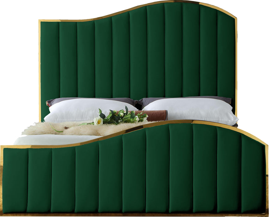 Jolie Green Velvet Queen Bed (3 Boxes)