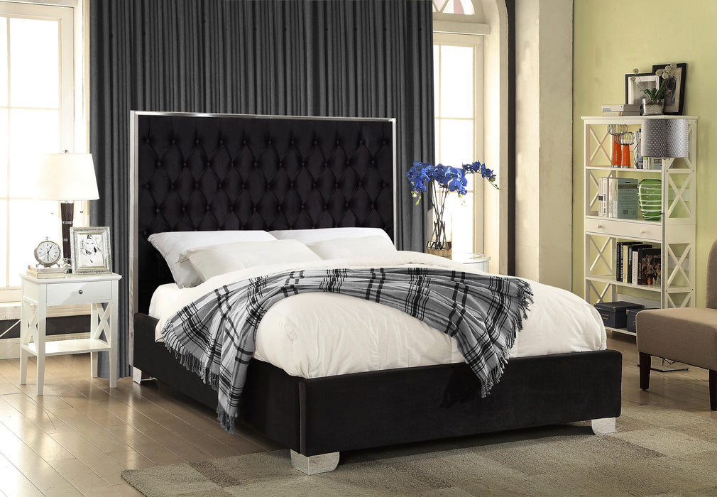 Lexi Black Velvet Full Bed