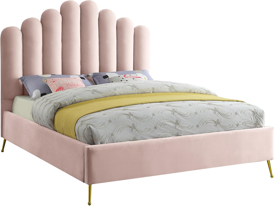 Lily Pink Velvet Full Bed