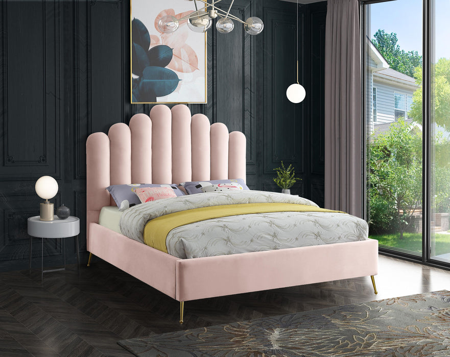 Lily Pink Velvet Queen Bed