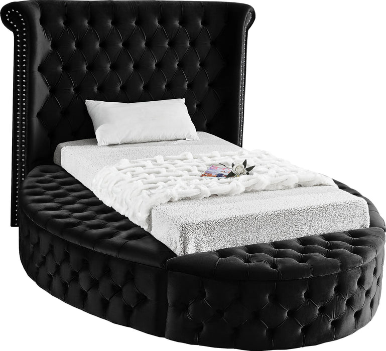 Luxus Black Velvet Twin Bed (3 Boxes)