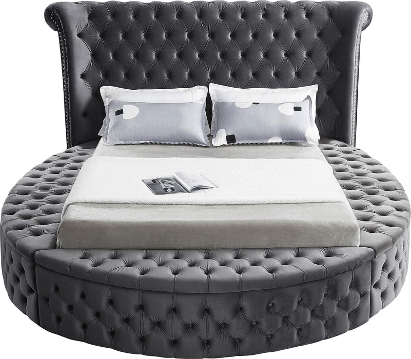Luxus Grey Velvet Queen Bed (3 Boxes)