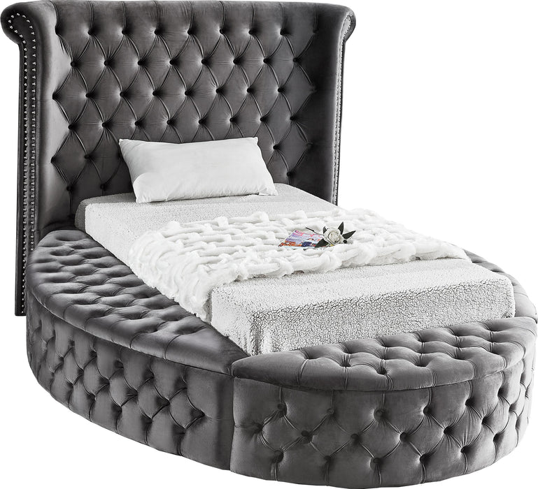 Luxus Grey Velvet Twin Bed (3 Boxes)