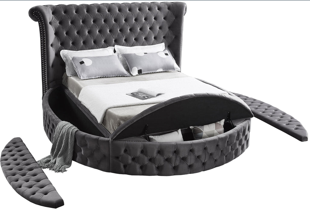 Luxus Grey Velvet Queen Bed (3 Boxes)
