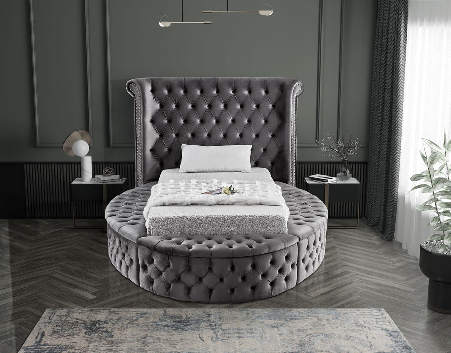 Luxus Grey Velvet Twin Bed (3 Boxes)