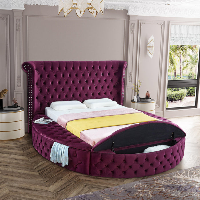 Luxus Purple Velvet Queen Bed