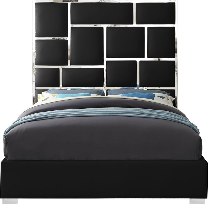Milan Black Faux Leather Queen Bed