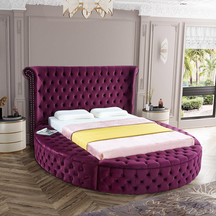 Luxus Purple Velvet Queen Bed