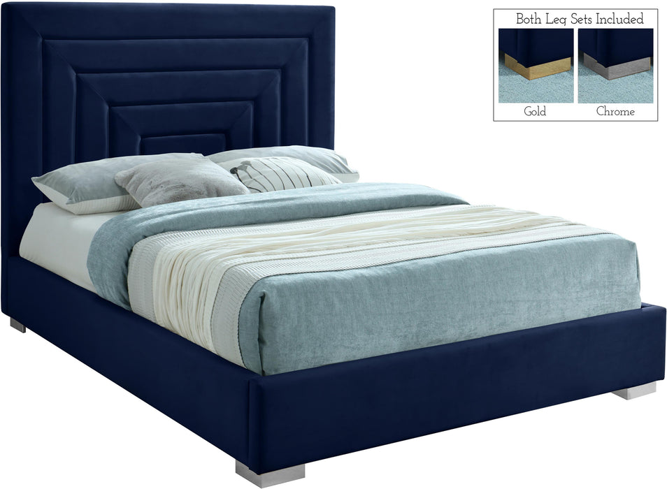 Nora Navy Velvet Full Bed