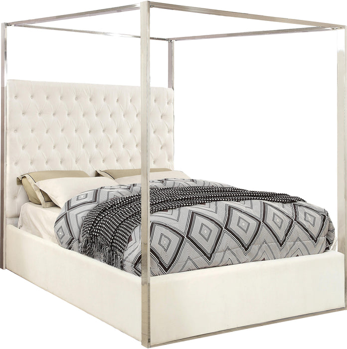 Porter White Velvet King Bed