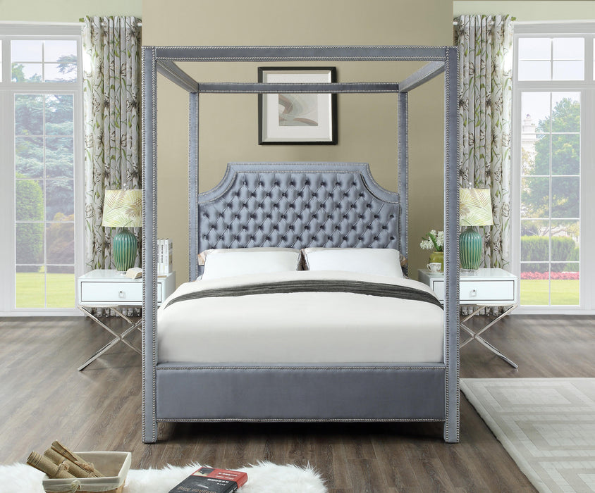Rowan Grey Velvet Queen Bed (3 Boxes)