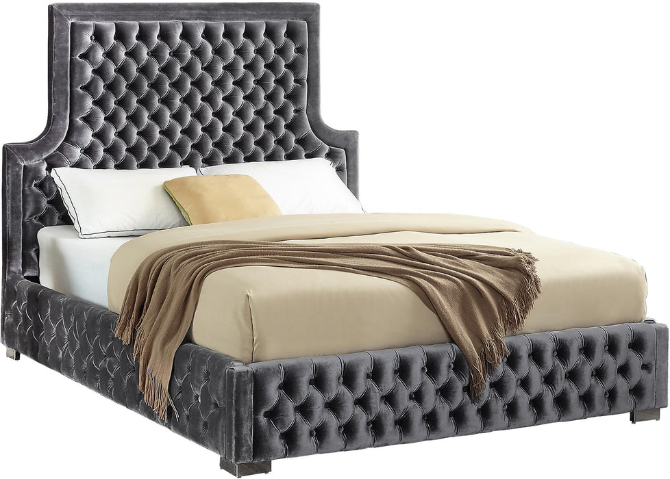 Sedona Grey Velvet Queen Bed
