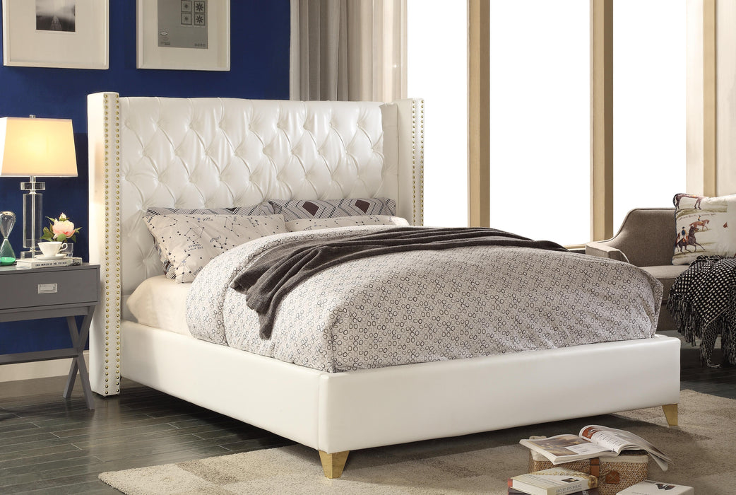Soho White Bonded Leather Queen Bed