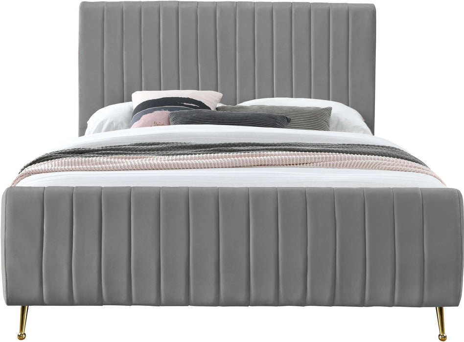 Zara Grey Velvet Full Bed (3 Boxes)