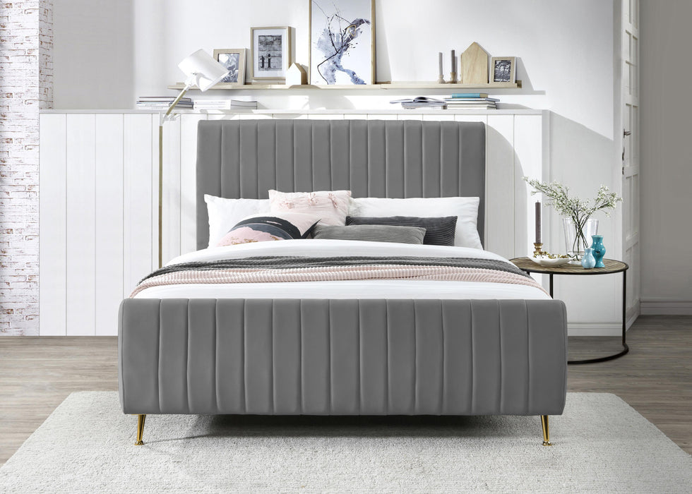 Zara Grey Velvet Full Bed (3 Boxes)