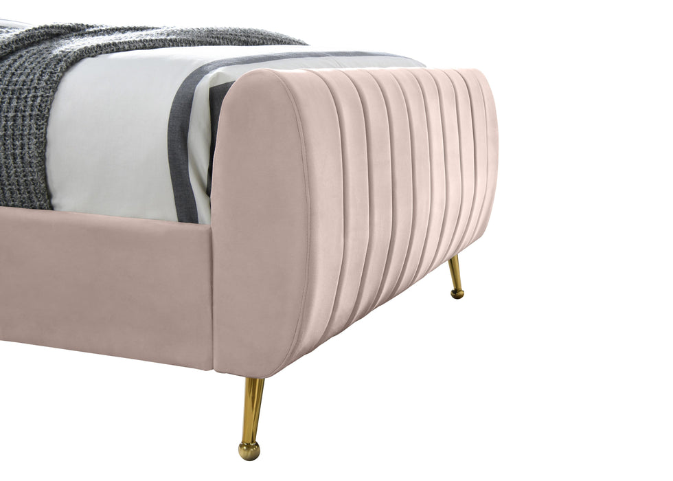 Zara Pink Velvet Twin Bed (3 Boxes)