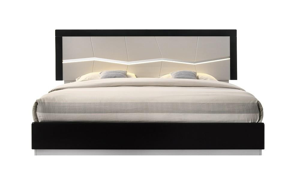 Turin Light Grey and Black Lacquer Platform Bedroom Set