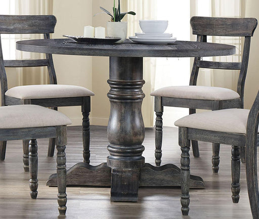 Acme Furniture Wallace Round Pedestal Dining Table in Weathered Gray 74640 image