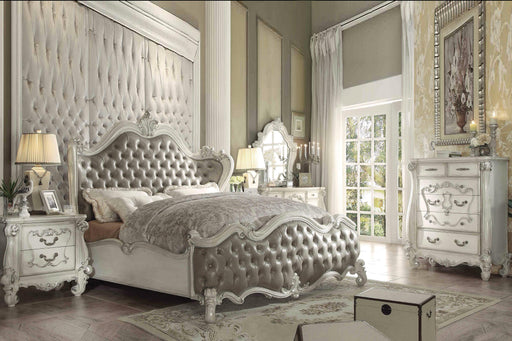 Versailles Vintage Gray PU & Bone White Queen Bed image