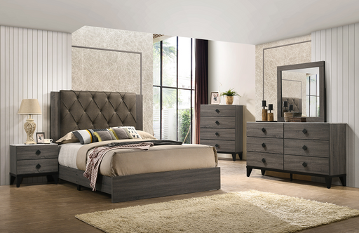 Avantika Fabric & Rustic Gray Oak Queen Bed image