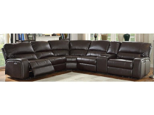 Saul Espresso Leather-Aire Sectional Sofa (Power Motion/USB) image