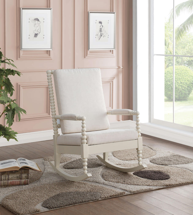 Tristin Cream Fabric & White Rocking Chair image