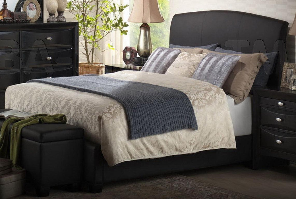 Acme Ireland Full PU Panel Bed with Rounded Headboard in Black 14440F image