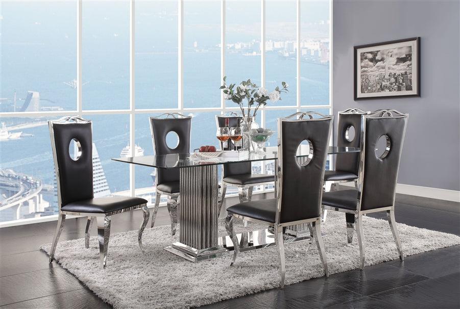 Cyrene Stainless Steel & Clear Glass Dining Room Set image