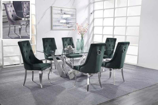 Dekel Clear Glass & Stainless Steel Dining Room Set image