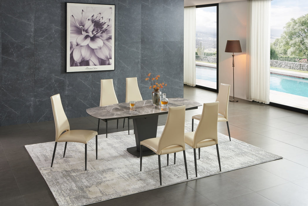2417 Marble Table Grey Taupe with 3405 Chairs Beige SET