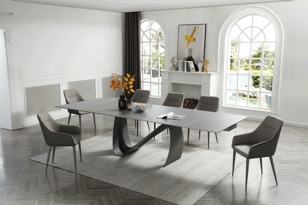 9087 Table Dark grey with 1254 chairs SET