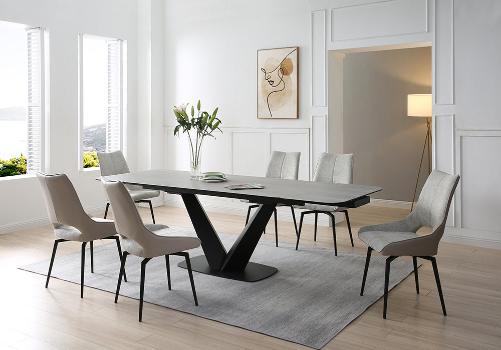 9189 Table with 1239 swivel beige chairs SET