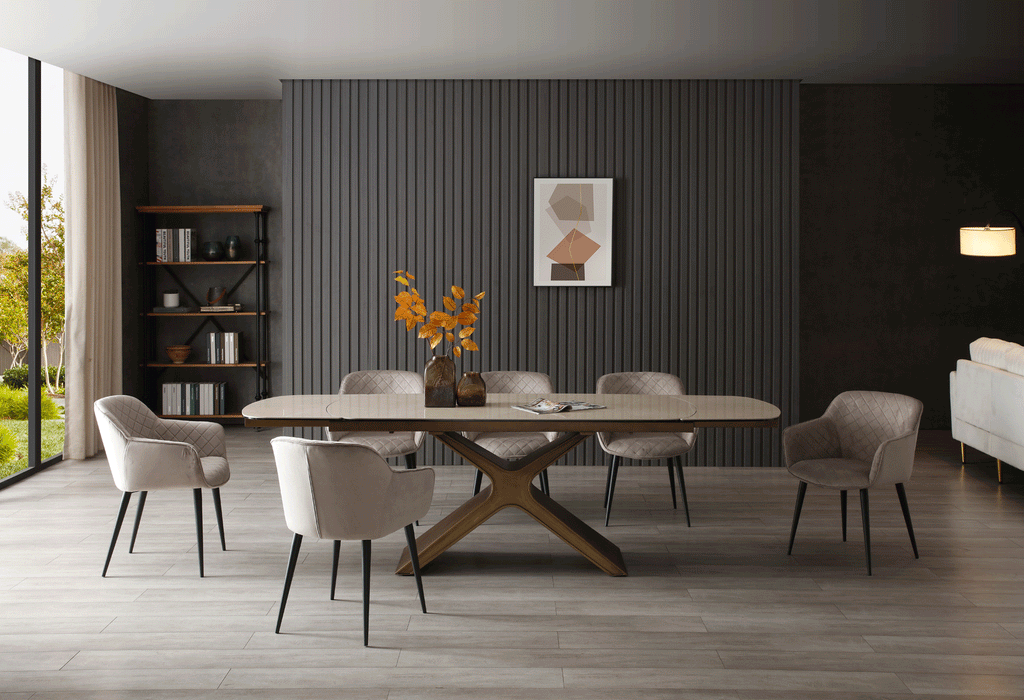 9368 Table Taupe with 1117 chairs SET