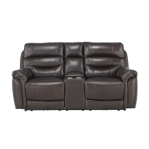 Homelegance Furniture Lance Power Double Reclining Loveseat with Power Headrests in Brown image