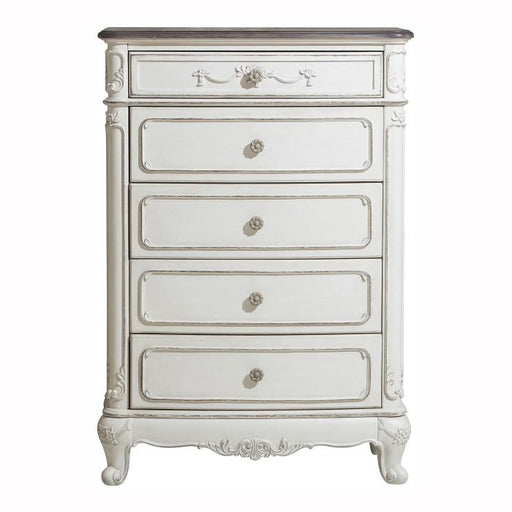 Homelegance Cinderella 5 Drawer Chest in Antique White with Grey Rub-Through image