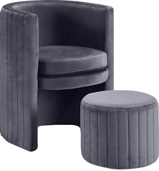 Selena Grey Velvet Accent Chair and Ottoman Set image