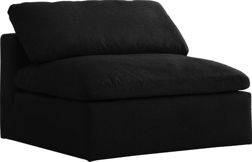 Serene Black Linen Fabric Deluxe Cloud Armless Chair image