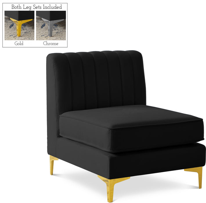 Alina Black Velvet Armless Chair image