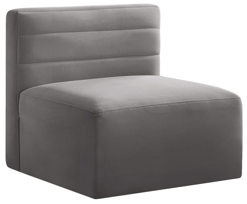 Quincy Grey Velvet Modular Armless Chair image
