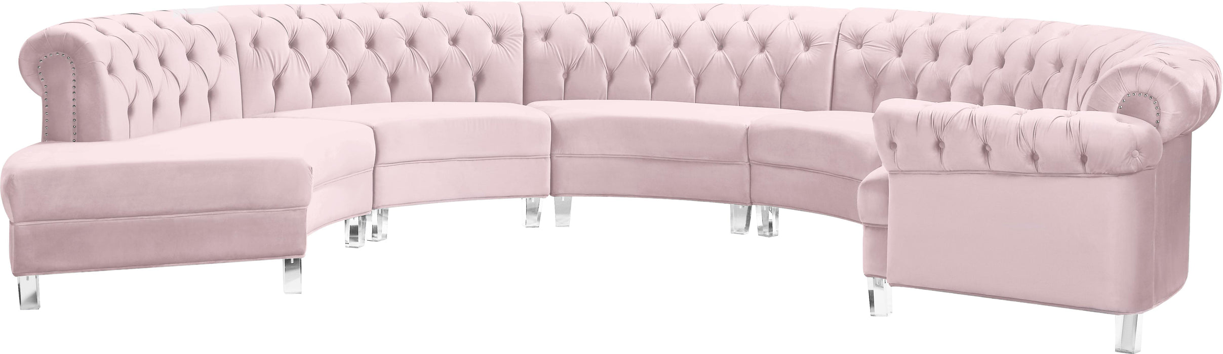 Anabella Pink Velvet 5pc. Sectional image