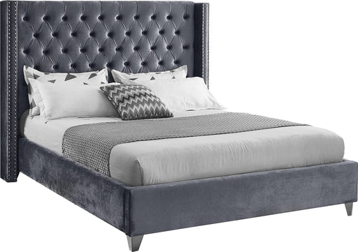 Aiden Grey Velvet King Bed image
