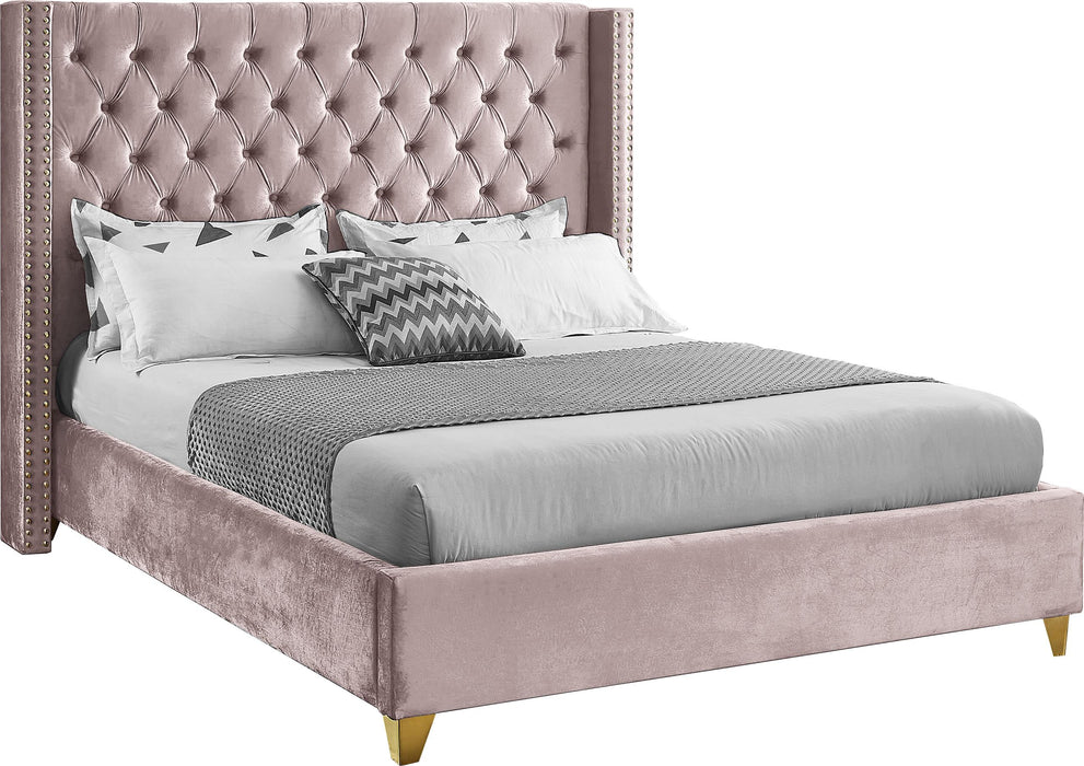 Barolo Pink Velvet Queen Bed image
