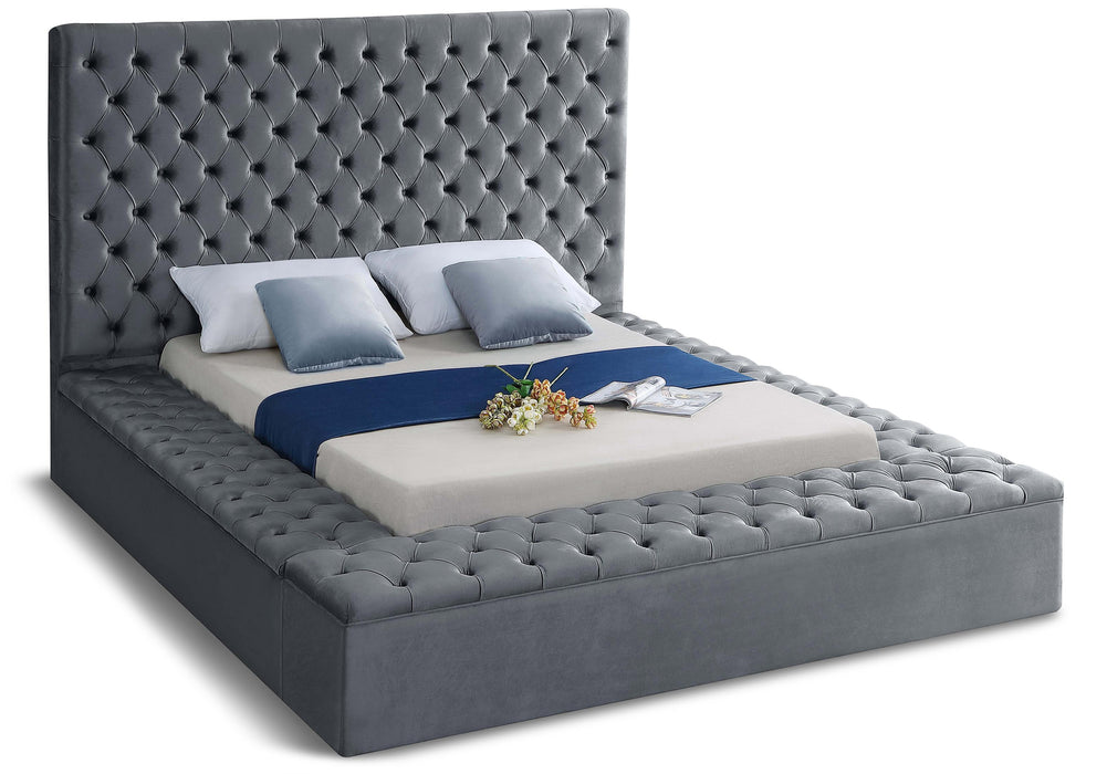 Bliss Grey Velvet King Bed (3 Boxes) image