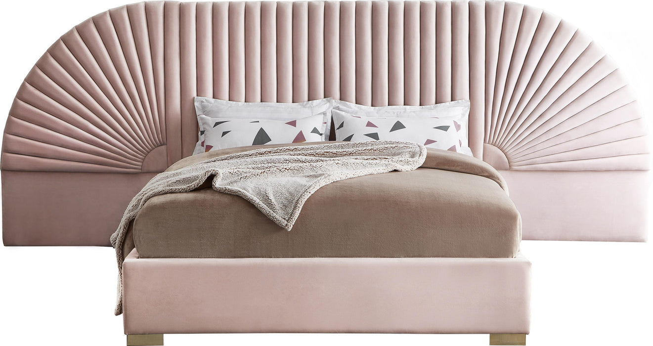 Cleo Pink Velvet King Bed (3 Boxes) image