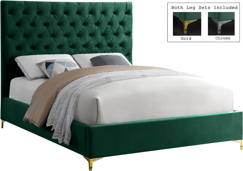 Cruz Green Velvet Queen Bed image