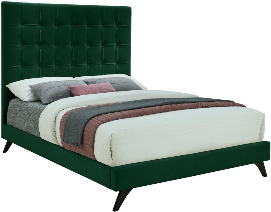 Elly Green Velvet Queen Bed image