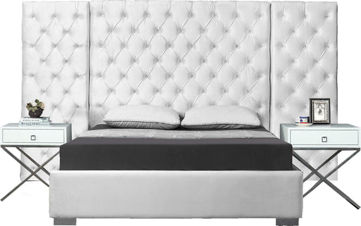 Grande White Velvet Queen Bed (3 Boxes) image