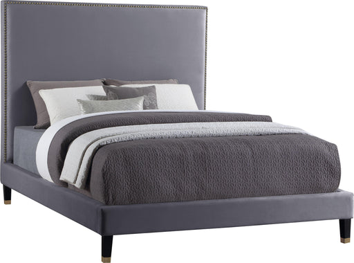 Harlie Grey Velvet Queen Bed image